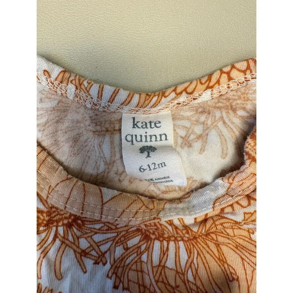 Baby Floral Bodysuit 6-12M Kate Quinn Organic Cotton Sunflower One Piece EUC